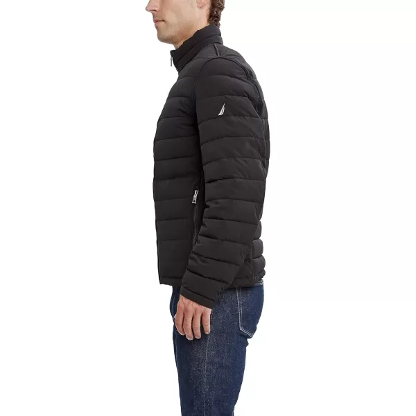 Nautica Mens Stretch Reversible Midweight Puffer Jacket Wind and Water ResistantDeep Black