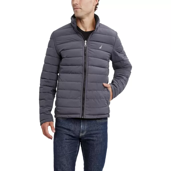 Nautica Mens Stretch Reversible Midweight Puffer Jacket Wind and Water ResistantDeep Black