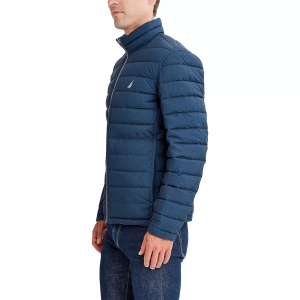 Nautica Mens Stretch Reversible Midweight Puffer Jacket Wind and Water ResistantHeather Grey