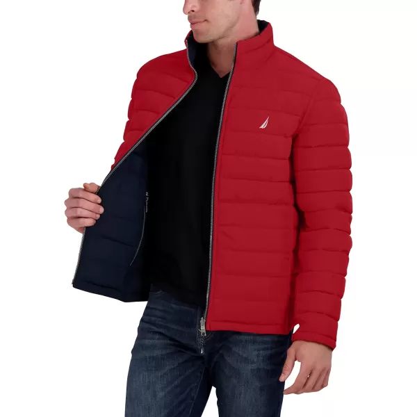 Nautica Mens Stretch Reversible Midweight Puffer Jacket Wind and Water ResistantNavy