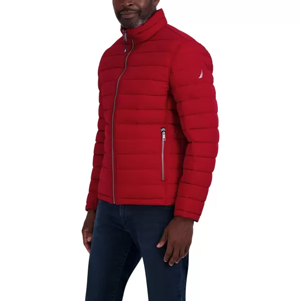 Nautica Mens Stretch Reversible Midweight Puffer Jacket Wind and Water ResistantRed