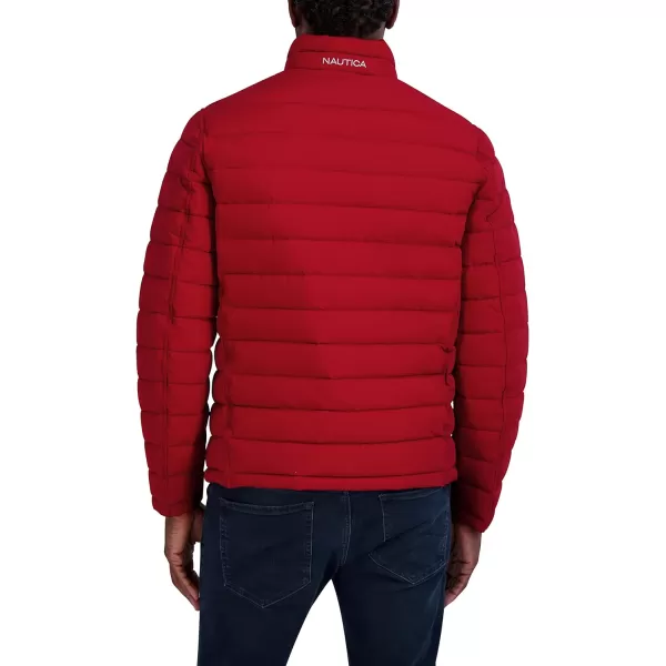 Nautica Mens Stretch Reversible Midweight Puffer Jacket Wind and Water ResistantRed