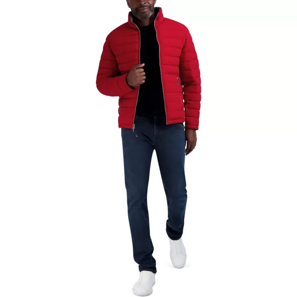 Nautica Mens Stretch Reversible Midweight Puffer Jacket Wind and Water ResistantRed