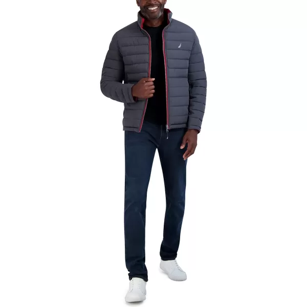 Nautica Mens Stretch Reversible Midweight Puffer Jacket Wind and Water ResistantRed