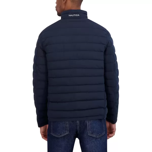 Nautica Mens Stretch Reversible Midweight Puffer Jacket Wind and Water ResistantTaupe
