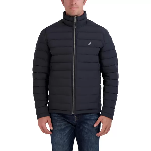 Nautica Mens Stretch Reversible Midweight Puffer Jacket Wind and Water ResistantVintage Black Camo