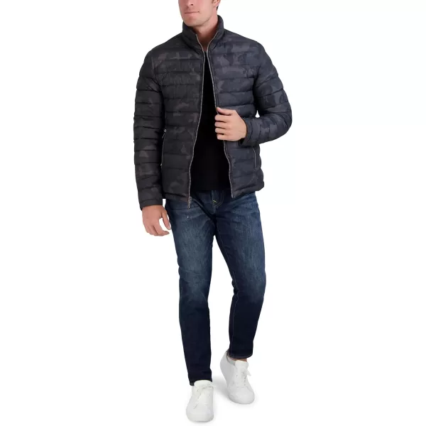 Nautica Mens Stretch Reversible Midweight Puffer Jacket Wind and Water ResistantVintage Black Camo