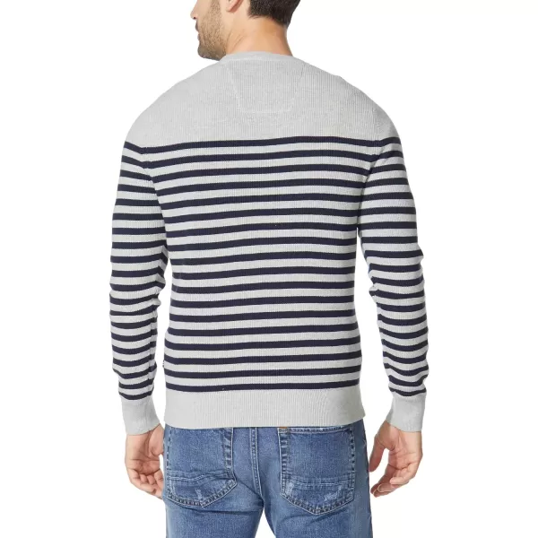 Nautica Mens Stripe Knit SweaterGrey Heather