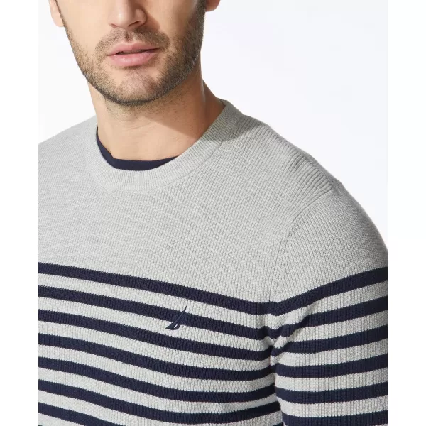 Nautica Mens Stripe Knit SweaterGrey Heather