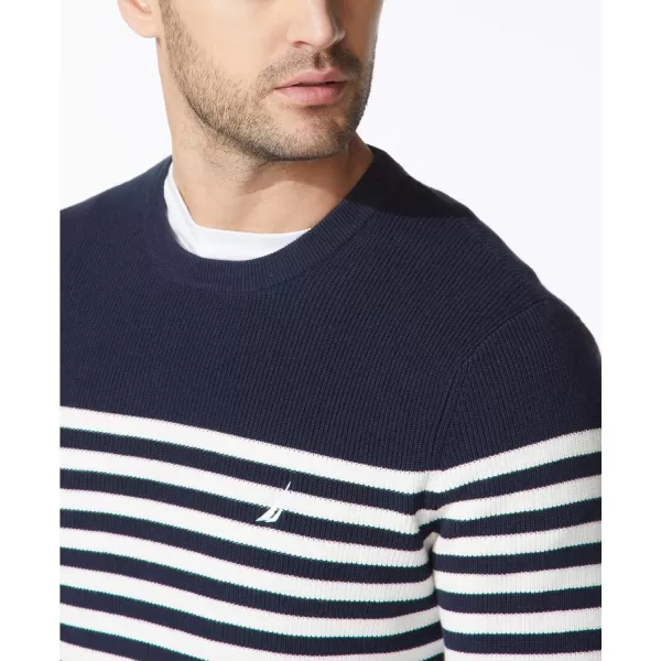 Nautica Mens Stripe Knit SweaterNavy