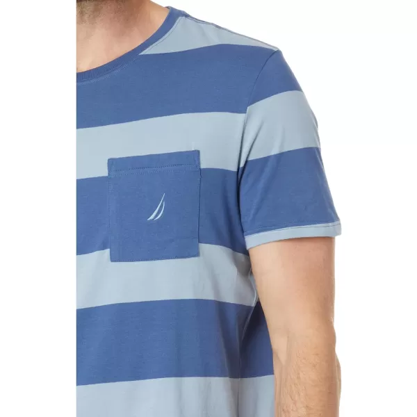 Nautica Mens Striped Crewneck TShirtUnion Blue