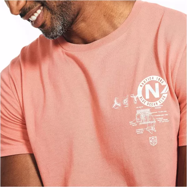 Nautica Mens Sustainably Crafted Beach Life Graphic TShirtDreamy Coral