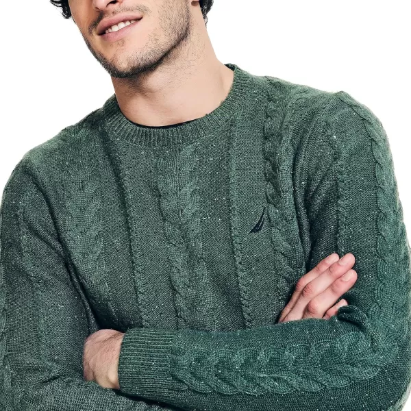 Nautica Mens Sustainably Crafted CableKnit Crewneck SweaterArtic Fern