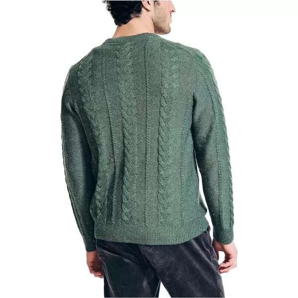 Nautica Mens Sustainably Crafted CableKnit Crewneck SweaterArtic Fern