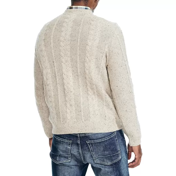 Nautica Mens Sustainably Crafted CableKnit Crewneck SweaterOatmeal