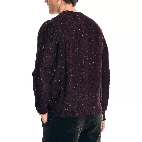 Nautica Mens Sustainably Crafted CableKnit Crewneck SweaterShipwreck Burgundy