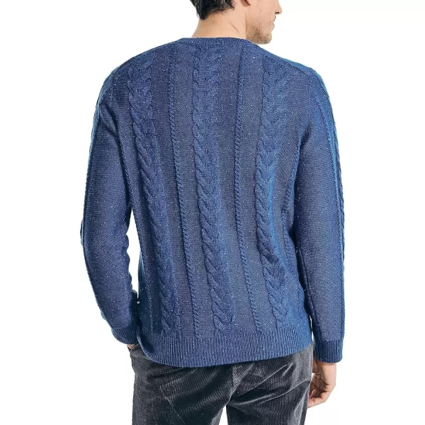 Nautica Mens Sustainably Crafted CableKnit Crewneck SweaterUnion Blue