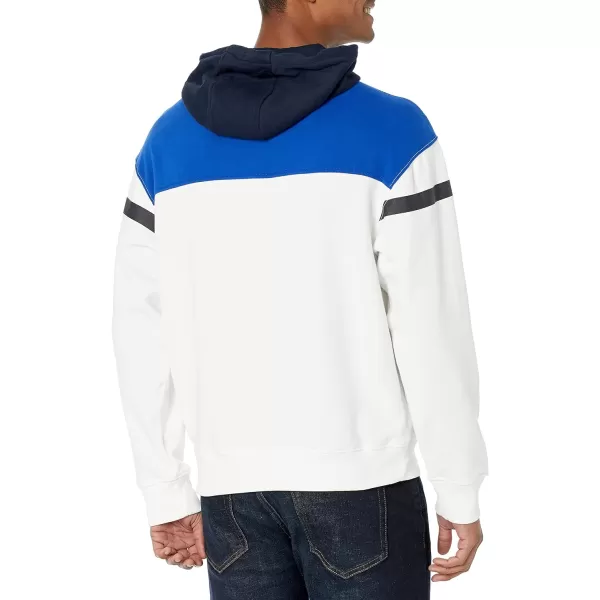 Nautica Mens Sustainably Crafted ChestStripe Hoodie Sail White SNautica Mens Sustainably Crafted ChestStripe Hoodie Sail White S