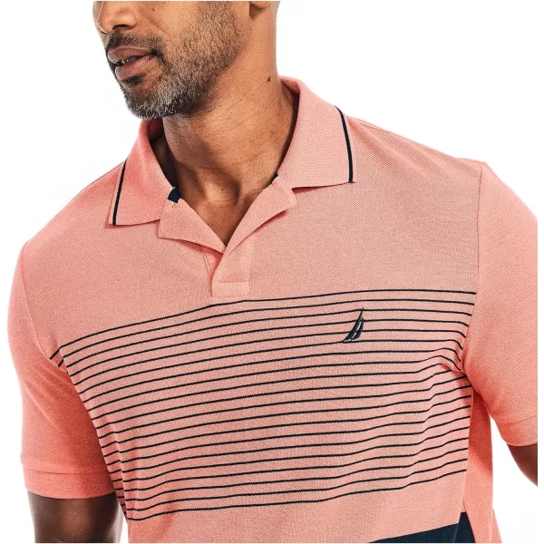 Nautica Mens Sustainably Crafted Classic Fit ChestStripe PoloDreamy Coral