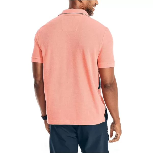 Nautica Mens Sustainably Crafted Classic Fit ChestStripe PoloDreamy Coral