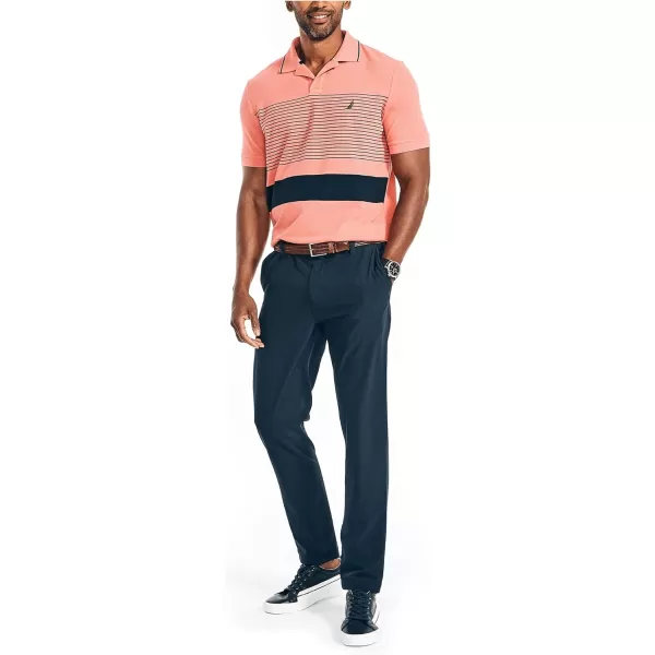 Nautica Mens Sustainably Crafted Classic Fit ChestStripe PoloDreamy Coral