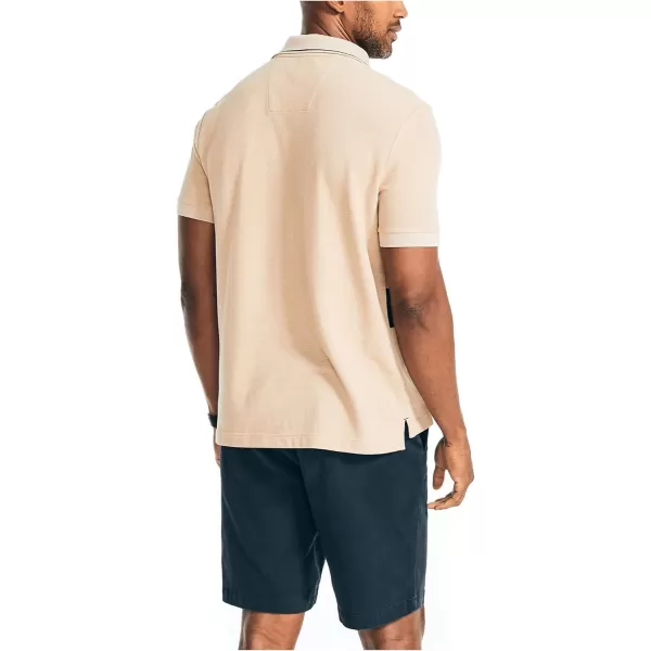 Nautica Mens Sustainably Crafted Classic Fit ChestStripe PoloTannin