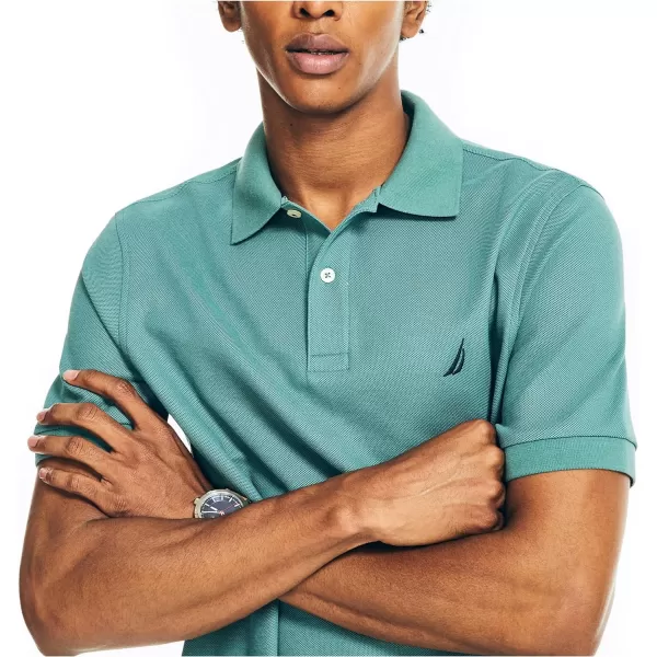 Nautica Mens Sustainably Crafted Classic Fit Deck PoloSilver Pine