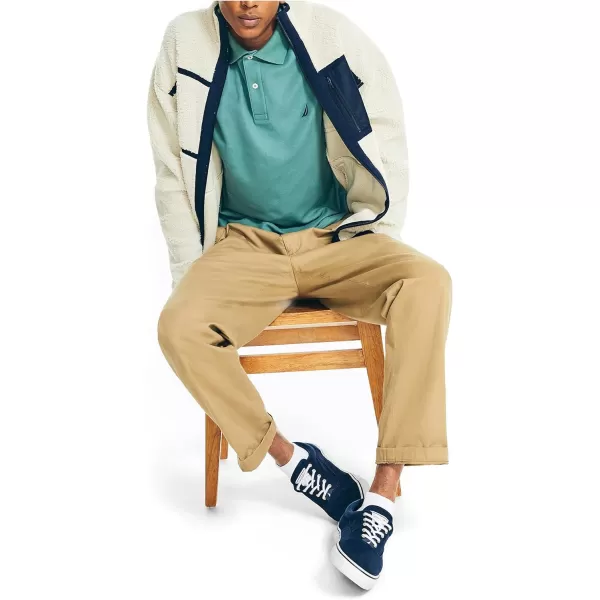 Nautica Mens Sustainably Crafted Classic Fit Deck PoloSilver Pine