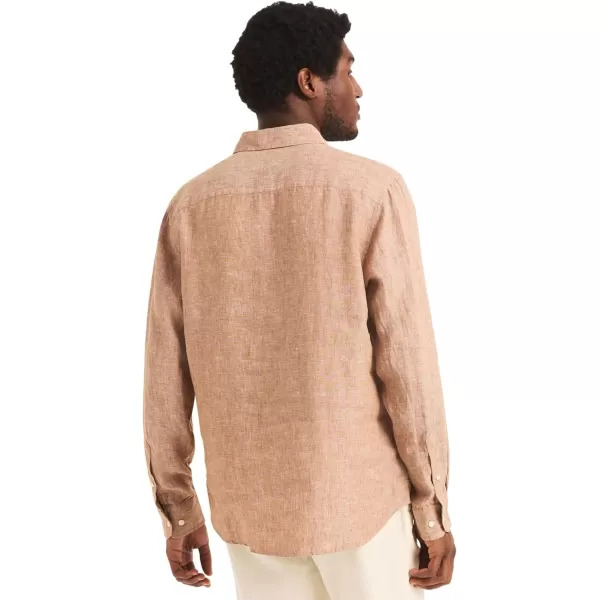 Nautica Mens Sustainably Crafted Classic Fit Linen ShirtCoconut Shell