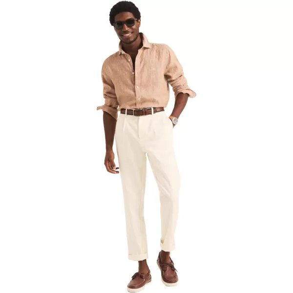 Nautica Mens Sustainably Crafted Classic Fit Linen ShirtCoconut Shell