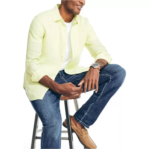 Nautica Mens Sustainably Crafted Classic Fit Linen ShirtDaiquiri Green