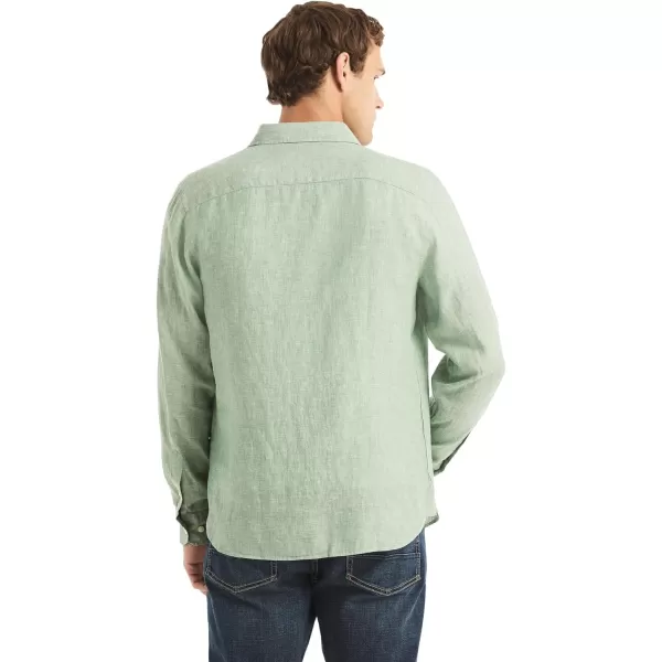 Nautica Mens Sustainably Crafted Classic Fit Linen ShirtFrosty Spruce