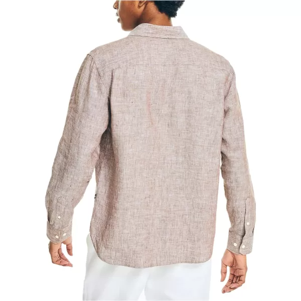 Nautica Mens Sustainably Crafted Classic Fit Linen ShirtMustang