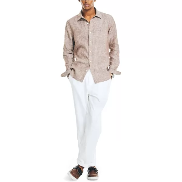 Nautica Mens Sustainably Crafted Classic Fit Linen ShirtMustang