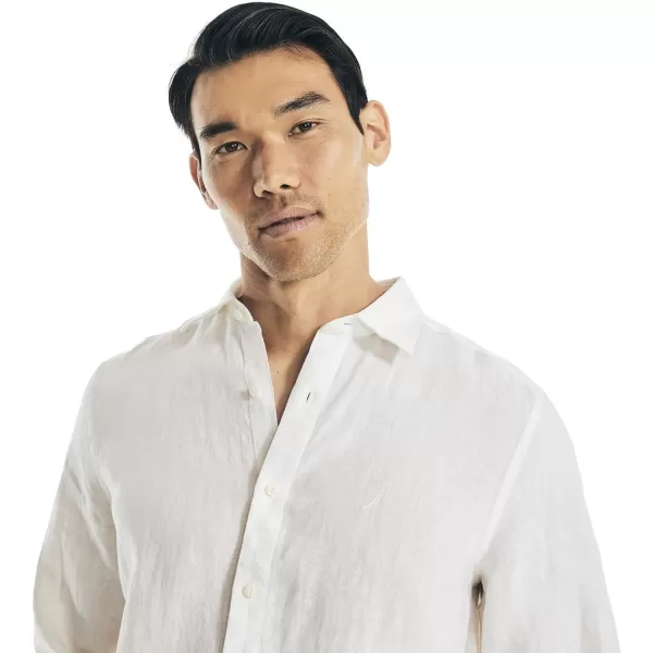 Nautica Mens Sustainably Crafted Classic Fit Linen ShirtNautica White