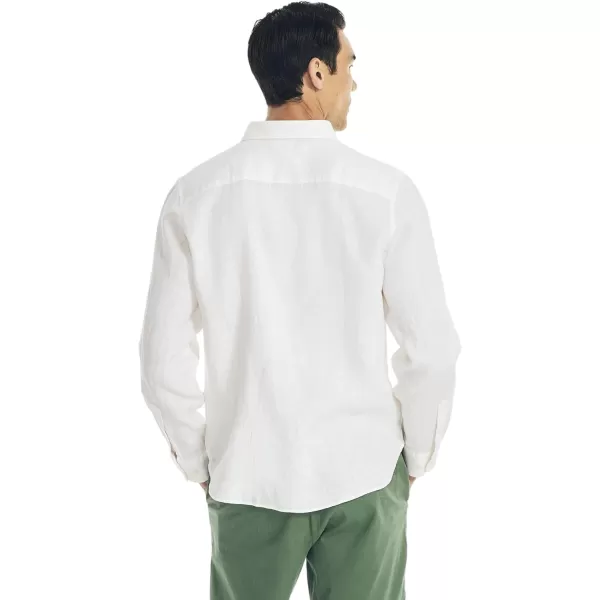 Nautica Mens Sustainably Crafted Classic Fit Linen ShirtNautica White