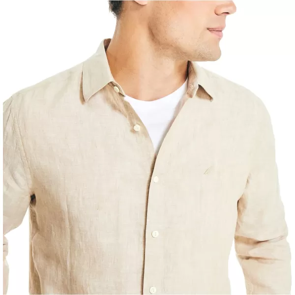 Nautica Mens Sustainably Crafted Classic Fit Linen ShirtSandy Bar