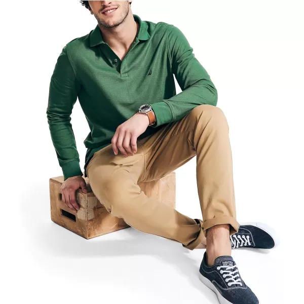 Nautica Mens Sustainably Crafted Classic Fit LongSleeve Deck PoloCoastal Pine