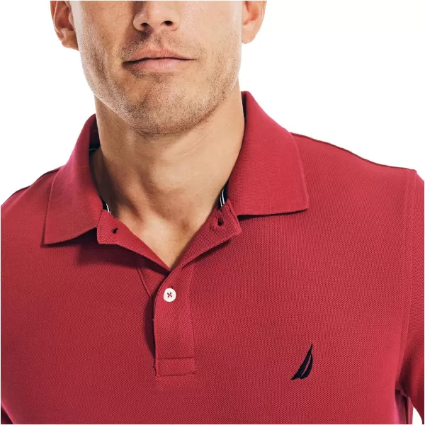 Nautica Mens Sustainably Crafted Classic Fit Performance Deck PoloCerise