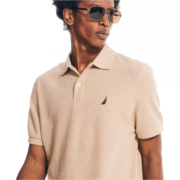 Nautica Mens Sustainably Crafted Classic Fit Performance Deck PoloCoastal Camel Heather