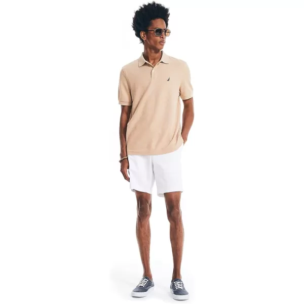 Nautica Mens Sustainably Crafted Classic Fit Performance Deck PoloCoastal Camel Heather