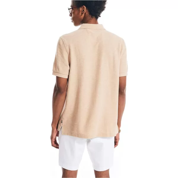 Nautica Mens Sustainably Crafted Classic Fit Performance Deck PoloCoastal Camel Heather