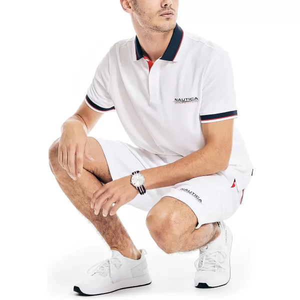 Nautica Mens Sustainably Crafted Classic Fit PoloBright White