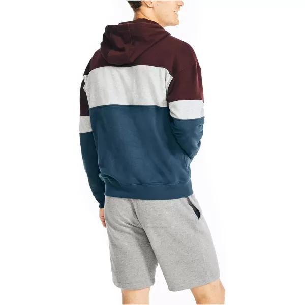 Nautica Mens Sustainably Crafted Colorblock HoodieShipwreck Burgundy