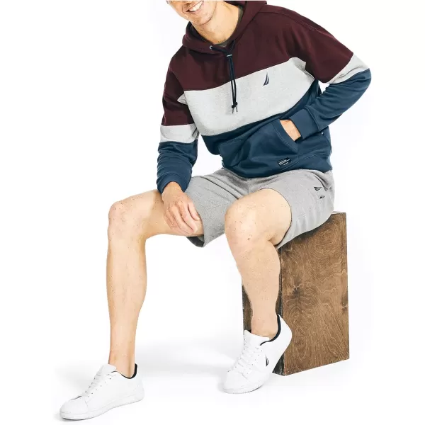 Nautica Mens Sustainably Crafted Colorblock HoodieShipwreck Burgundy
