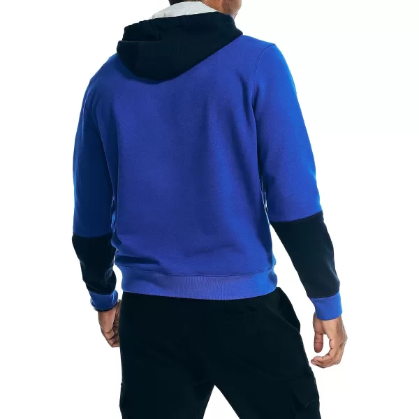 Nautica Mens Sustainably Crafted Colorblock Logo HoodieBright Cobalt