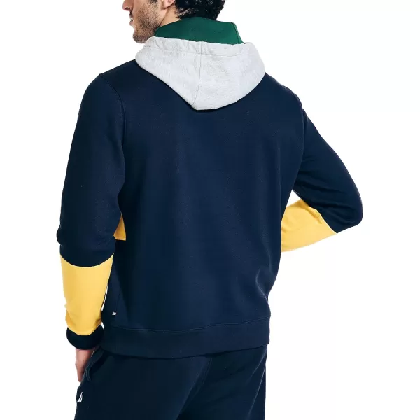 Nautica Mens Sustainably Crafted Colorblock Logo HoodieNavy Seas