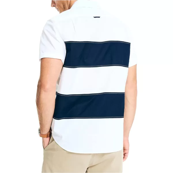 Nautica Mens Sustainably Crafted Colorblock ShirtBright White