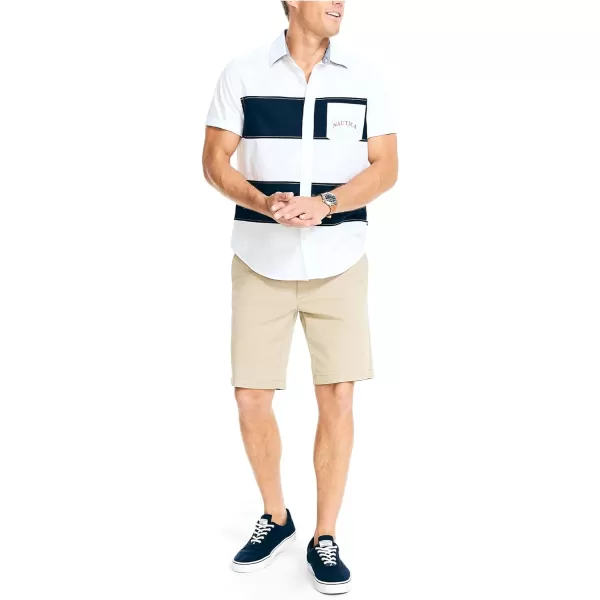 Nautica Mens Sustainably Crafted Colorblock ShirtBright White