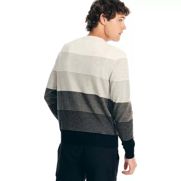 Nautica Mens Sustainably Crafted Crewneck SweatshirtNavtech Collection FallWinter 2024 Striped BlackGrey